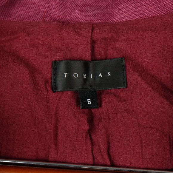 Tobias Womens Blazer Jacket 6 Purple 100% Linen Lightweight Two Button Outdoor - Picture 10 of 11